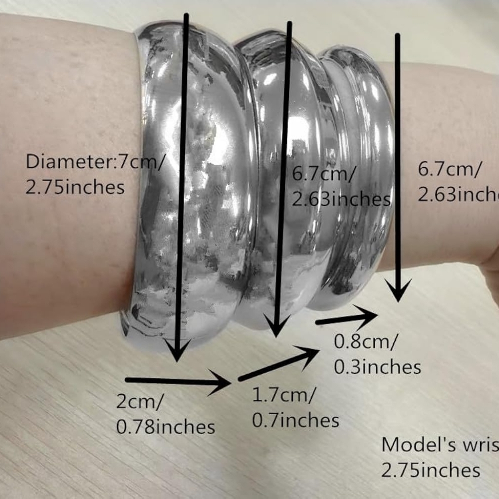 Affordable Fashion Finds Silver Bangles 3pc Set - Picture 2 of 3